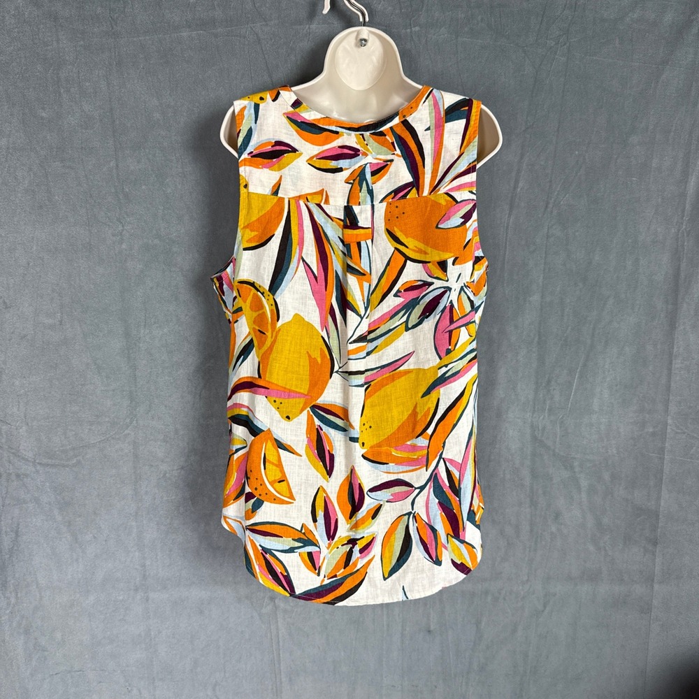 C&C California Womens L Linen Sleeveless Tank Top Beach Bright Boho Summer - Picture 3 of 15